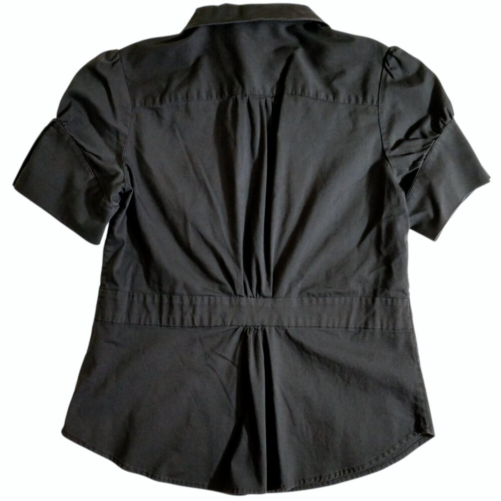 Willi Smith Women's Black Collared Short Sleeve Button Up M Medium - Picture 2 of 7
